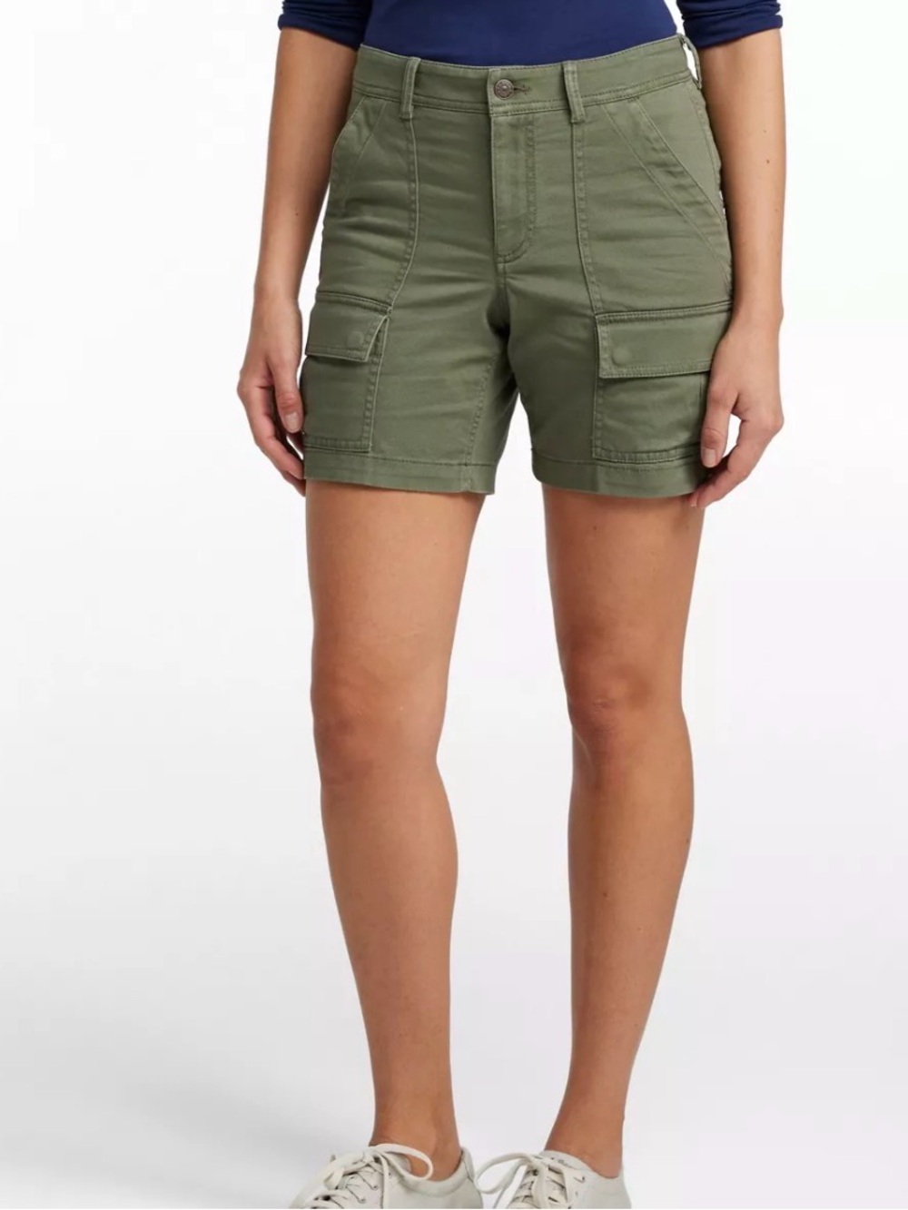 L.L.Bean Favorite Fit Womenโs Cargo Shorts Size 10 Regular Gray Olive Utility